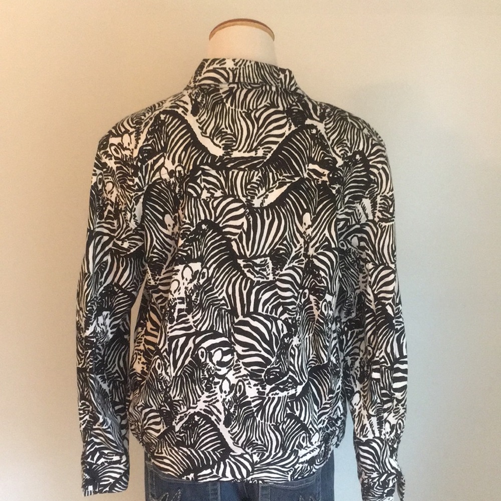 Zebra Print Button Up Jacket - image 4
